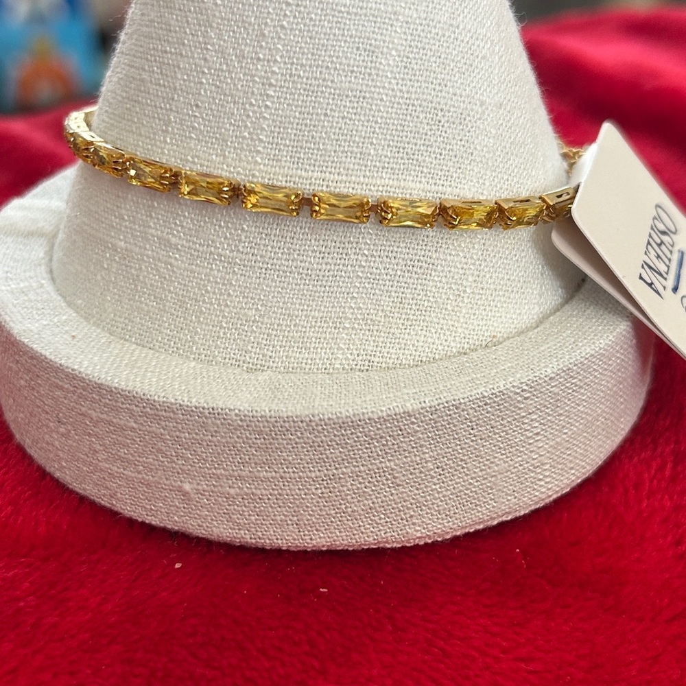 Oshena designer beachwear‎ radiant Gold faceted stone tennis Bracelet
